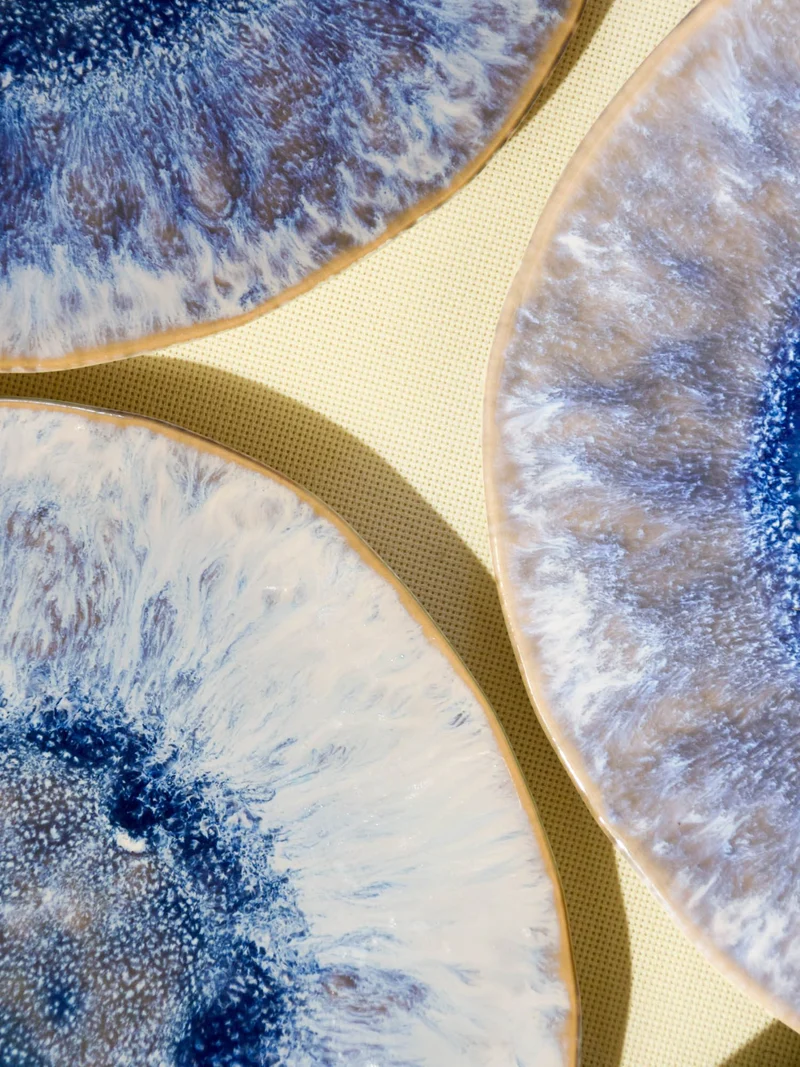 Grande assiette Onda | Cobalt écume