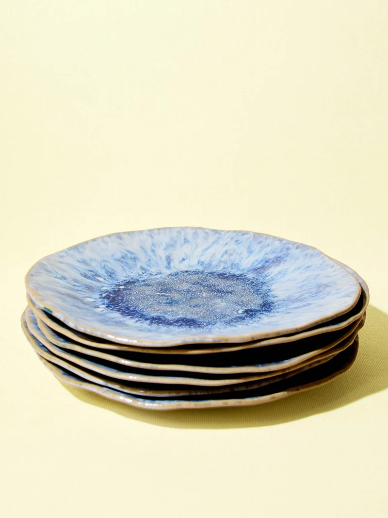 Grande assiette Onda | Cobalt écume