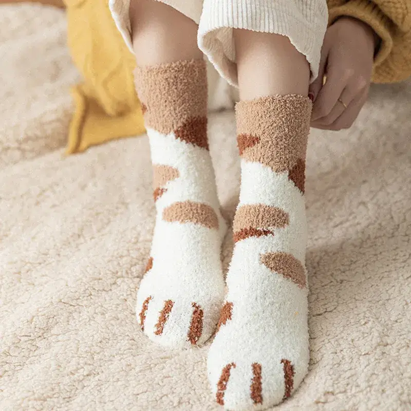 Chaussettes chaudes d'hiver pattes de chat