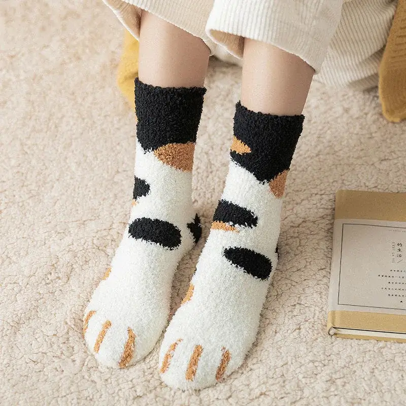 Chaussettes chaudes d'hiver pattes de chat