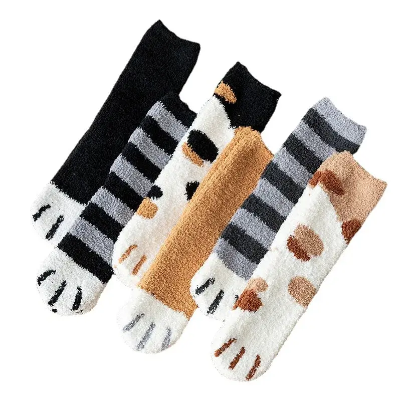 Chaussettes chaudes d'hiver pattes de chat