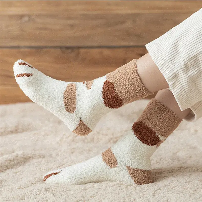 Chaussettes chaudes d'hiver pattes de chat
