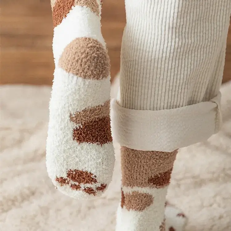 Chaussettes chaudes d'hiver pattes de chat