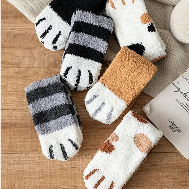 Chaussettes chaudes d'hiver pattes de chat