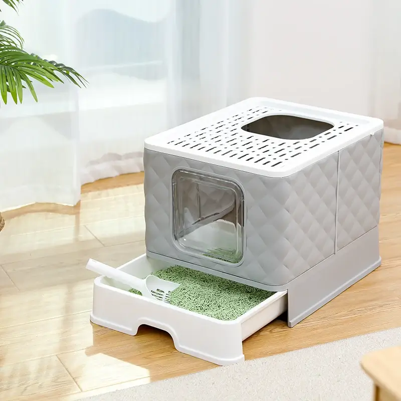 Toilettes fermées pour chat, bac à litière inodore et facile à nettoyer