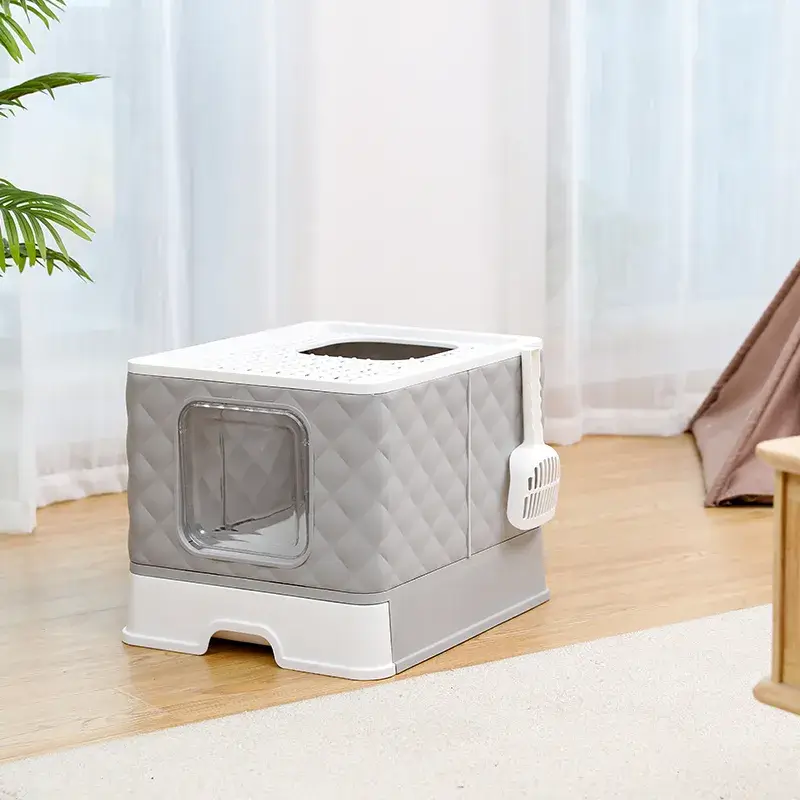 Toilettes fermées pour chat, bac à litière inodore et facile à nettoyer