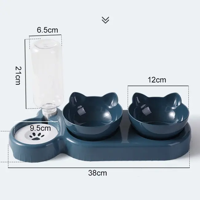 Gamelle pour chat triple fonction : Eau, Croquettes et Pâtées