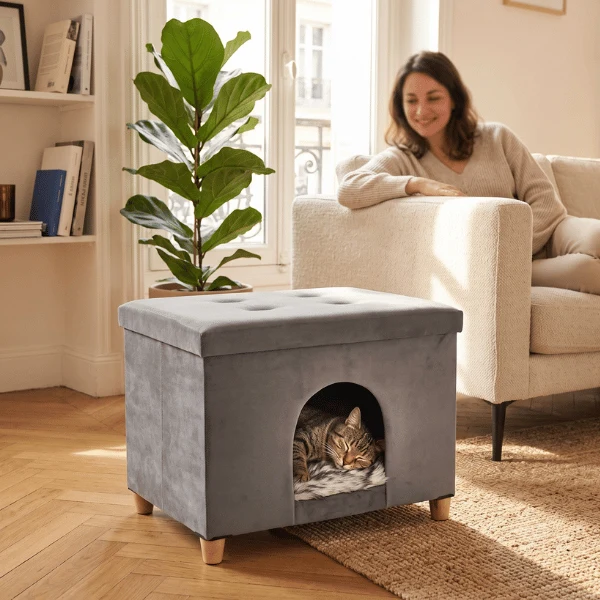 Niche à chat - Tabouret design avec coussin moelleux - OttoNest™
