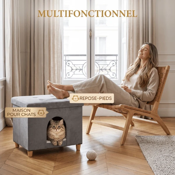 Niche à chat - Tabouret design avec coussin moelleux - OttoNest™