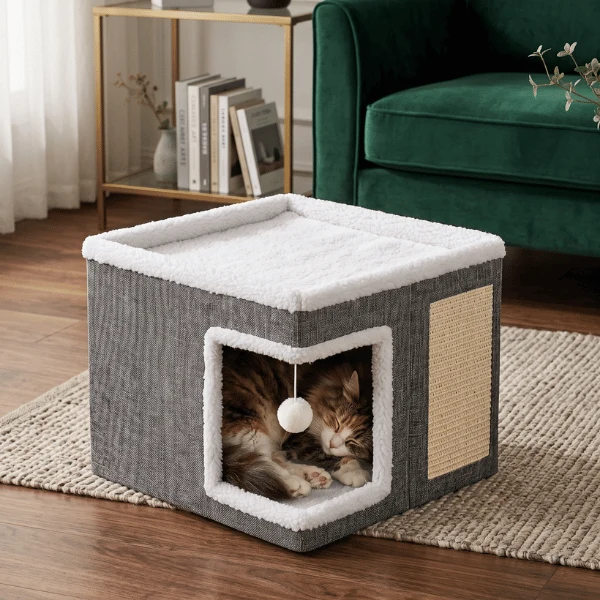 Niche a chat - Polyvalente pliable couchage avec griffoir - RelaxCube™