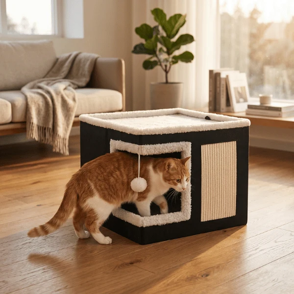 Niche a chat - Polyvalente pliable couchage avec griffoir - RelaxCube™