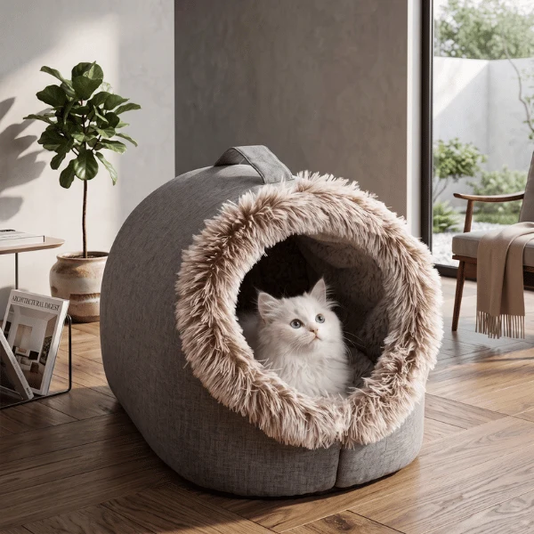 Niche pour chaton - Auto chauffante peluche fourrure douce - KittyCat™
