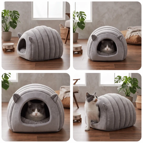 Niche chat - Grotte apaisante en cocon de velours - CocoonCat™
