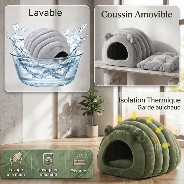 Niche chat - Grotte apaisante en cocon de velours - CocoonCat™