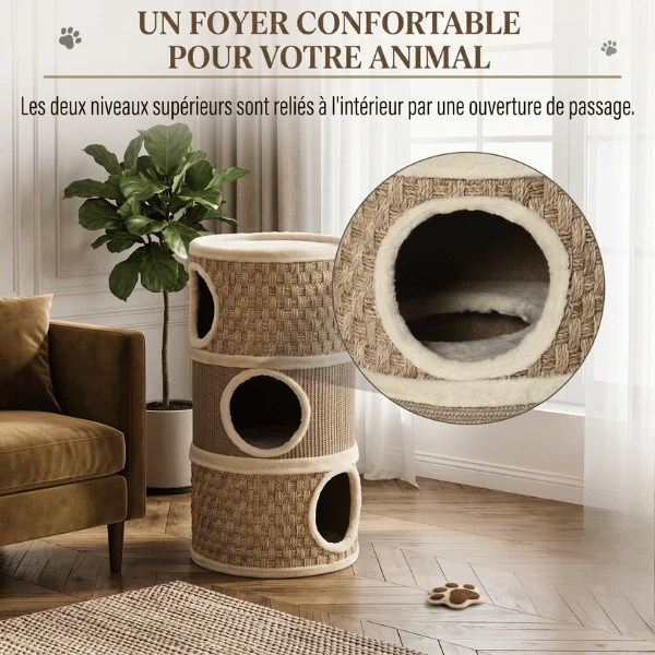 Maisons pour chat - Tonneau griffoir en sisal naturel - TowerGrif™