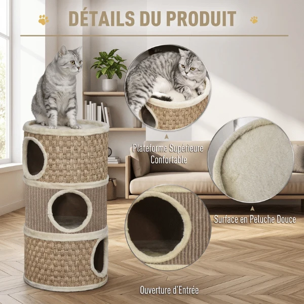 Maisons pour chat - Tonneau griffoir en sisal naturel - TowerGrif™