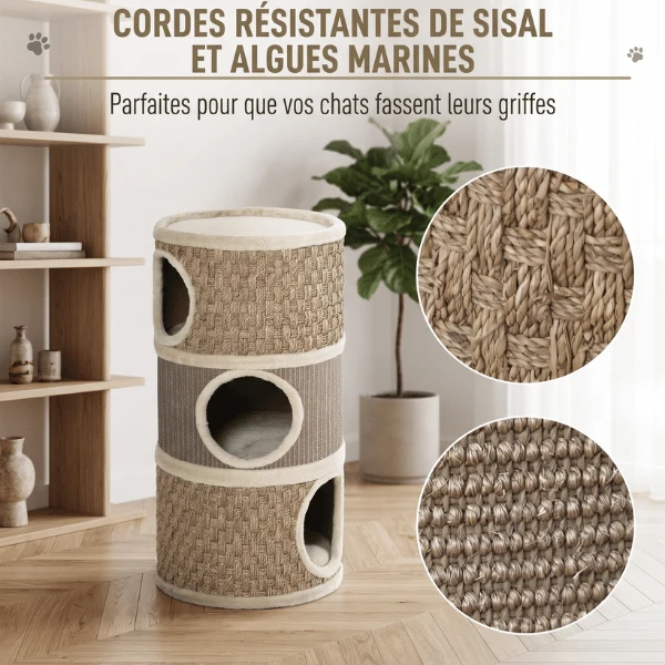 Maisons pour chat - Tonneau griffoir en sisal naturel - TowerGrif™