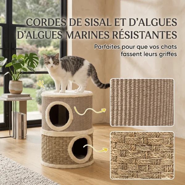 Maisons pour chat - Tonneau griffoir en sisal naturel - TowerGrif™