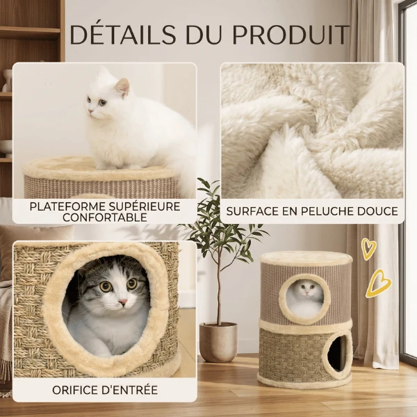 Maisons pour chat - Tonneau griffoir en sisal naturel - TowerGrif™