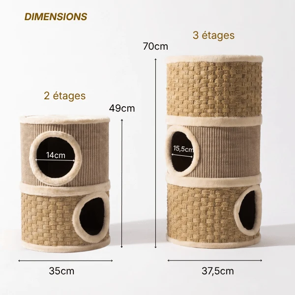 Maisons pour chat - Tonneau griffoir en sisal naturel - TowerGrif™