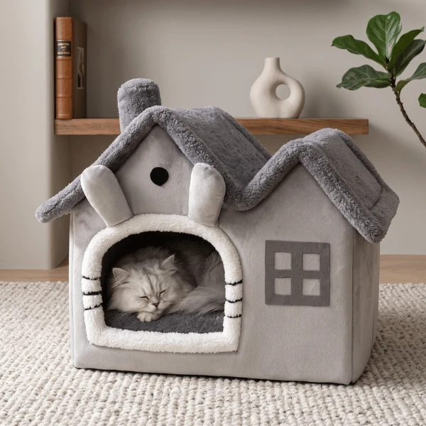 Maison chat - Grand confort ultra doux velours anti stress - LuxHut™