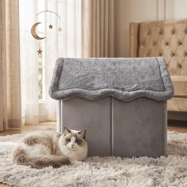 Maison chat - Grand confort ultra doux velours anti stress - LuxHut™