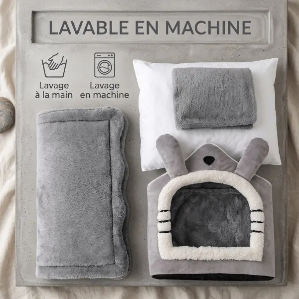 Maison chat - Grand confort ultra doux velours anti stress - LuxHut™