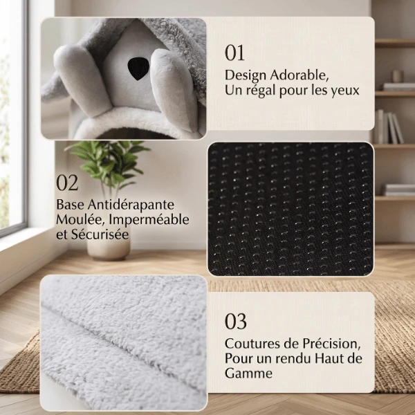Maison chat - Grand confort ultra doux velours anti stress - LuxHut™