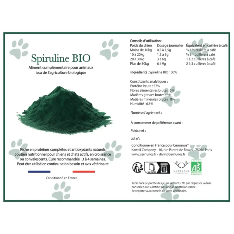 Spiruline pour Chien Cernunos