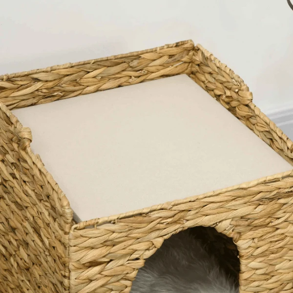 Cabane chat - Osier et coussins ultra doux - WickerNest™