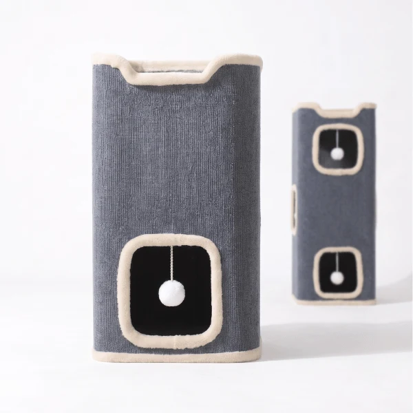 Maisonnette chats - Cachette couchage et griffoir 3 niveaux - LoftCat™