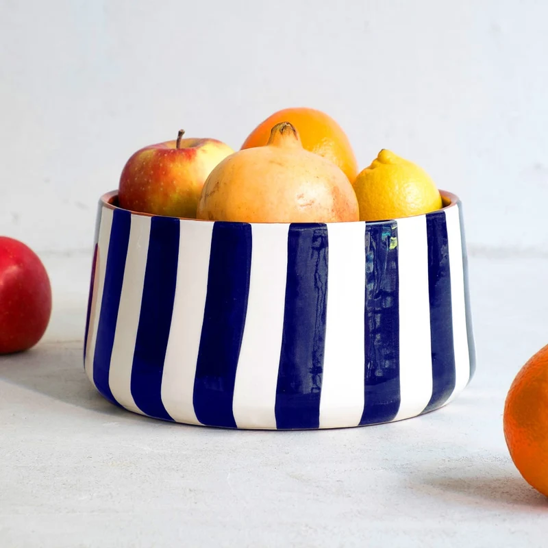 Grand bol rayé bleu, Ø 23 cm - Expédition mi-octobre