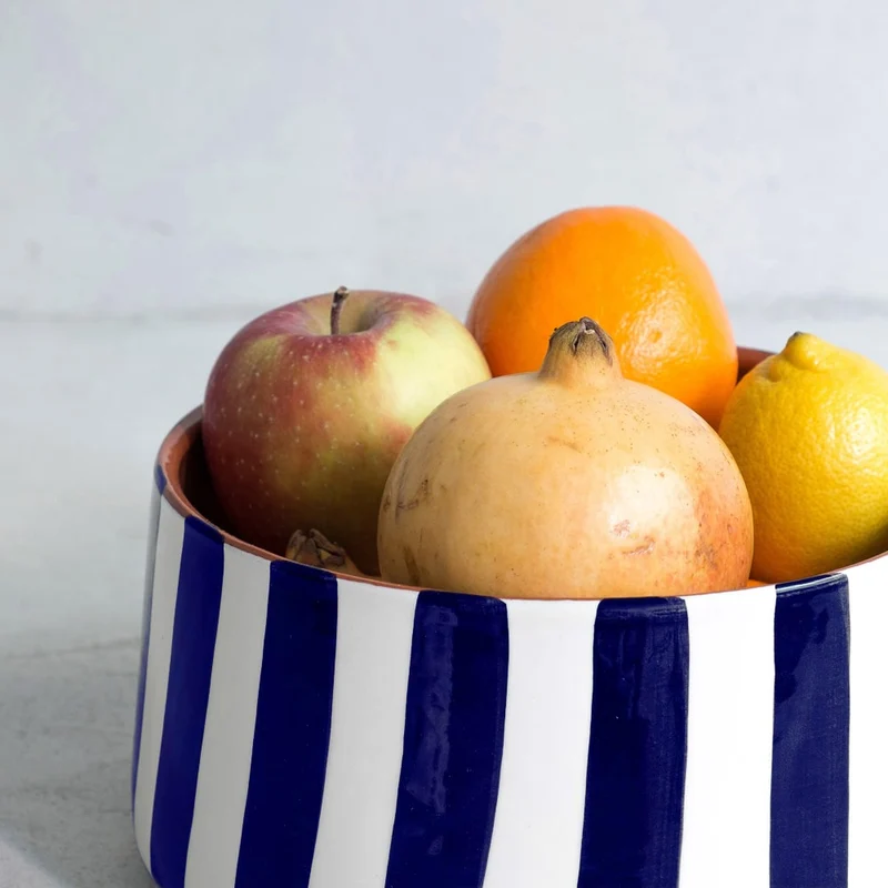 Grand bol rayé bleu, Ø 23 cm - Expédition mi-octobre