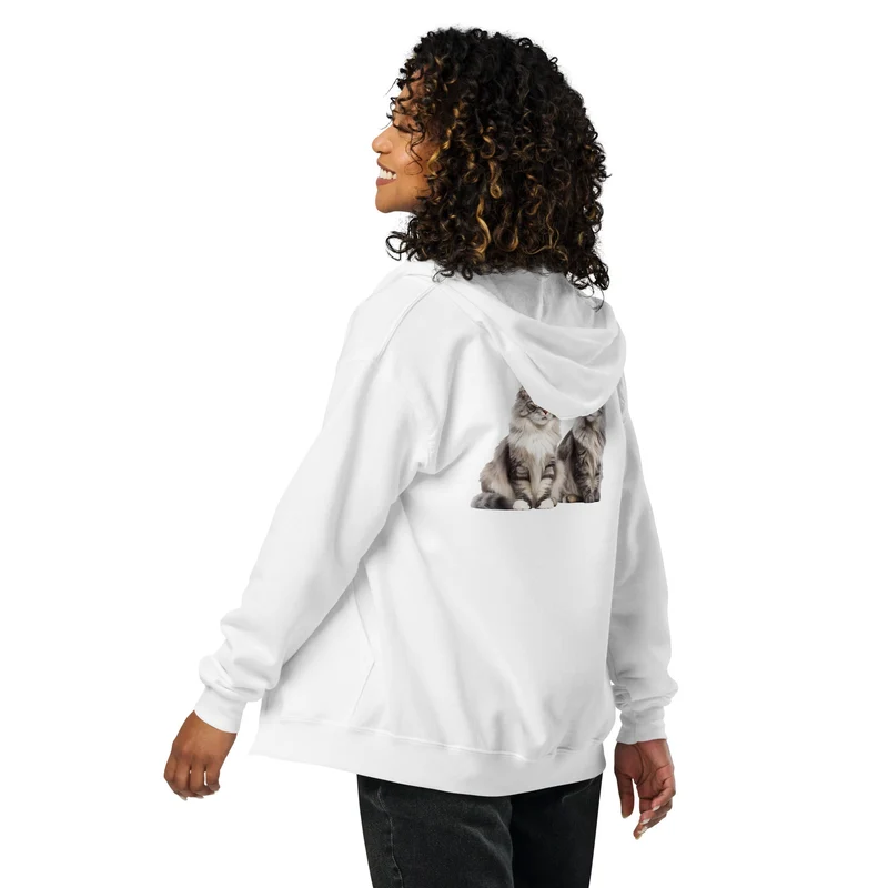 Sweat à capuche épais unisexe à fermeture éclair Maine Coon