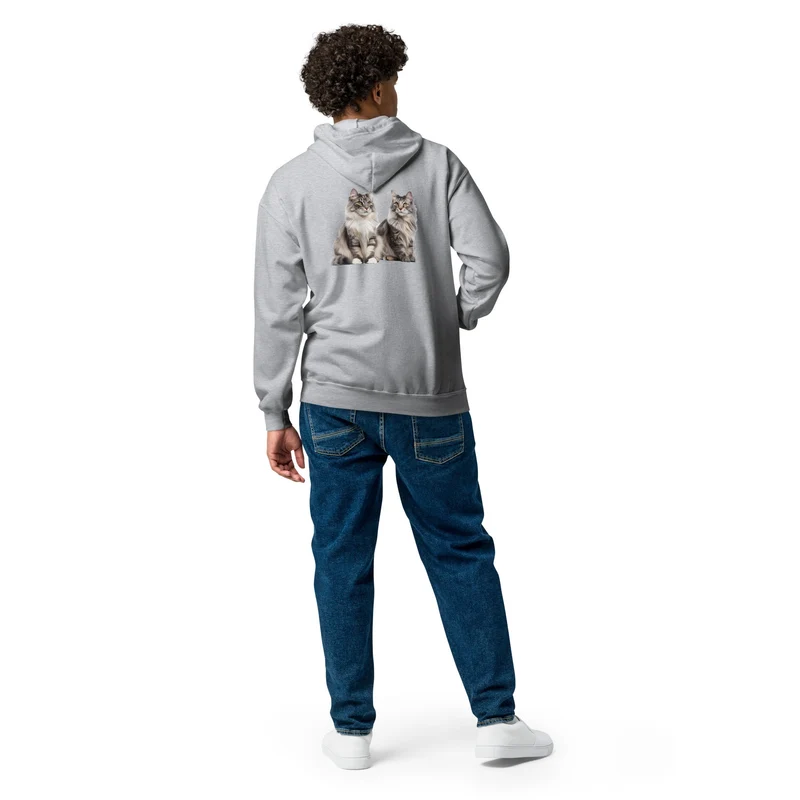Sweat à capuche épais unisexe à fermeture éclair Maine Coon
