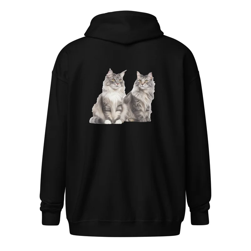 Sweat à capuche épais unisexe à fermeture éclair Maine Coon