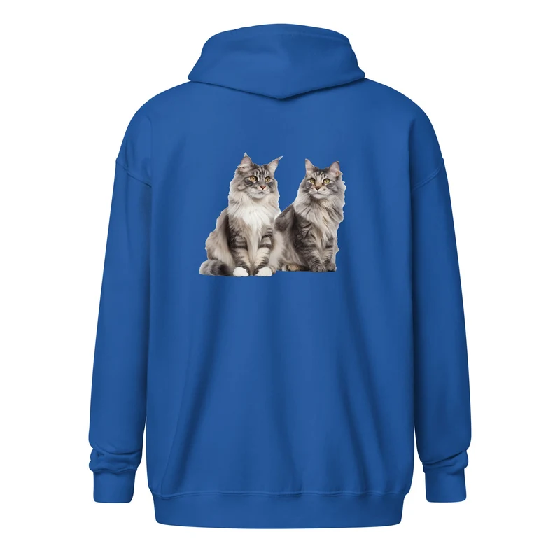 Sweat à capuche épais unisexe à fermeture éclair Maine Coon