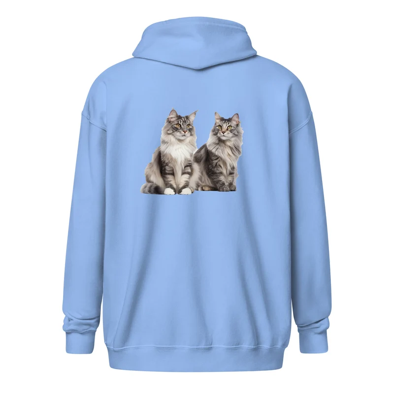 Sweat à capuche épais unisexe à fermeture éclair Maine Coon