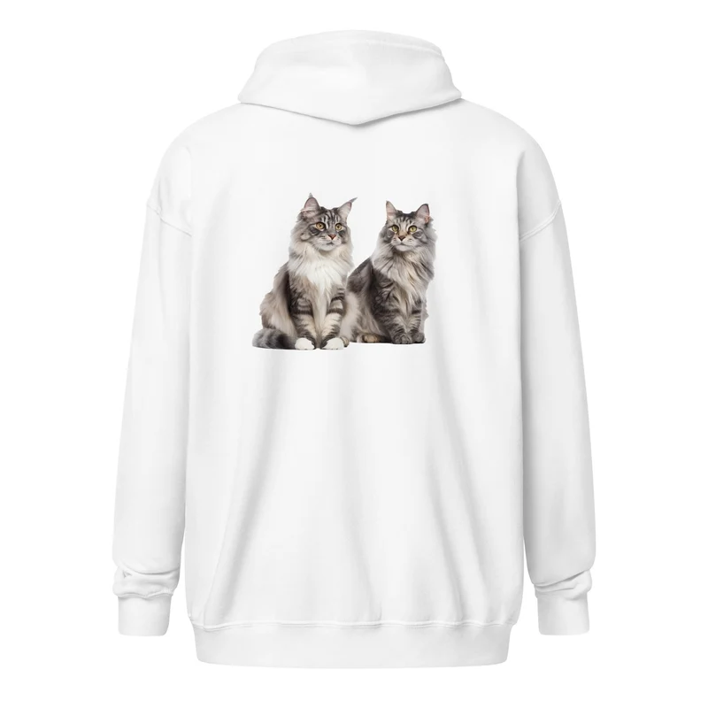 Sweat à capuche épais unisexe à fermeture éclair Maine Coon