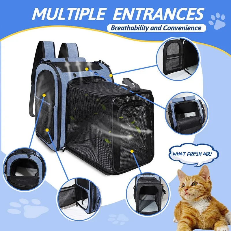 Sac à dos extensible grand confort pour chat