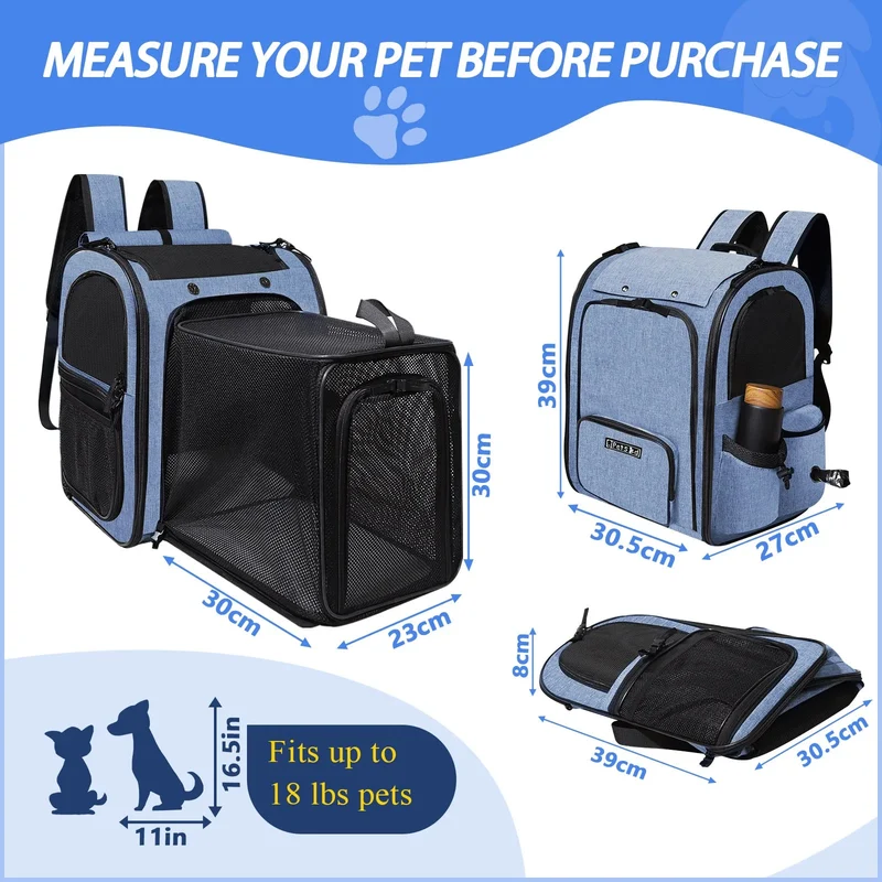 Sac à dos extensible grand confort pour chat