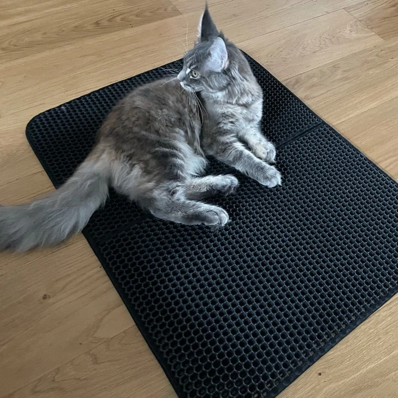 Tapis pour bac à litière pour chat double couche et imperméable