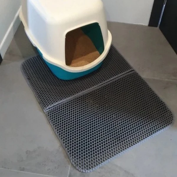 Tapis pour bac à litière pour chat double couche et imperméable