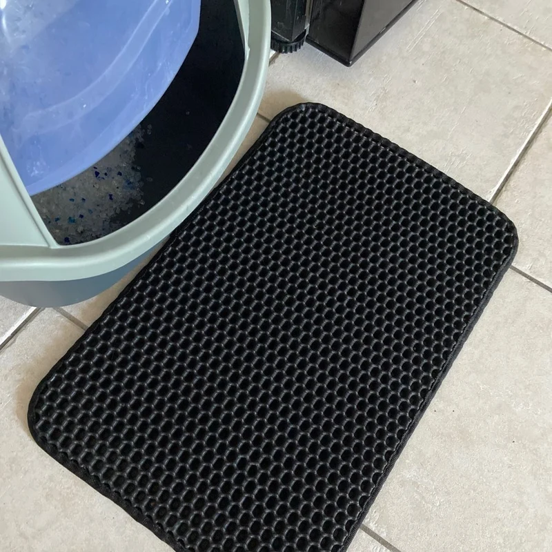 Tapis pour bac à litière pour chat double couche et imperméable