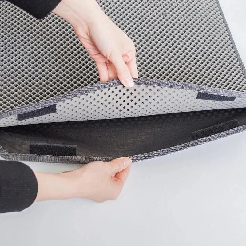 Tapis pour bac à litière pour chat double couche et imperméable