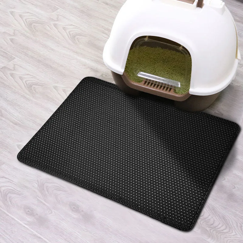 Tapis pour bac à litière pour chat double couche et imperméable