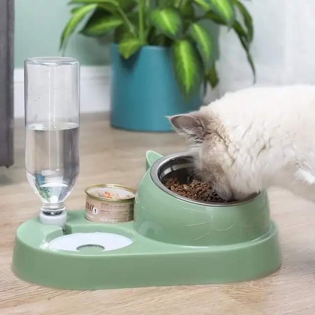 Gamelle pour Chat 2 en 1 - Distributeur d'eau et Bol anti-vomissement