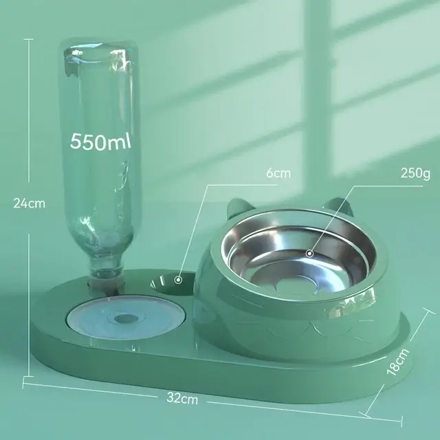Gamelle pour Chat 2 en 1 - Distributeur d'eau et Bol anti-vomissement