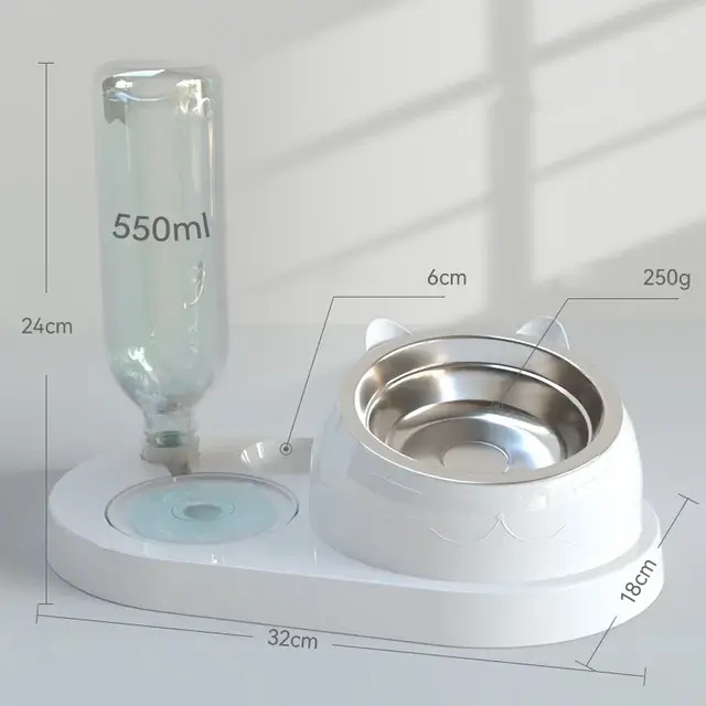 Gamelle pour Chat 2 en 1 - Distributeur d'eau et Bol anti-vomissement