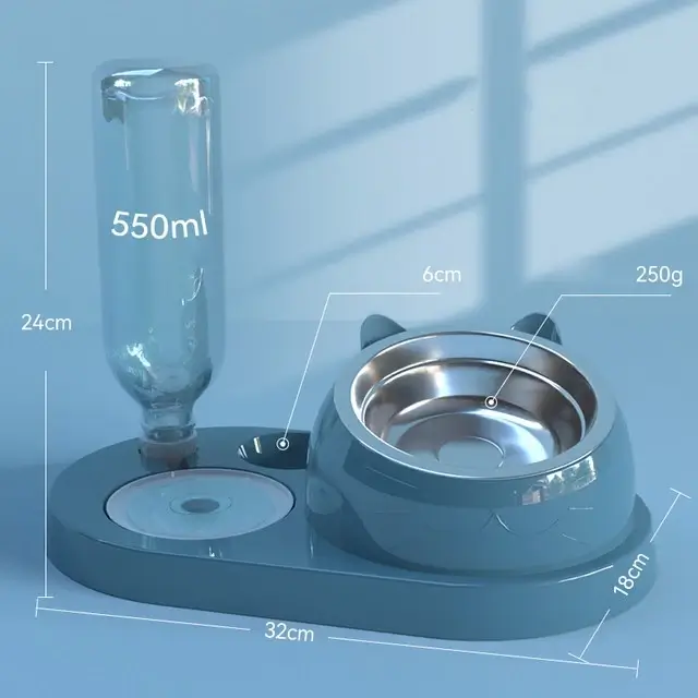 Gamelle pour Chat 2 en 1 - Distributeur d'eau et Bol anti-vomissement